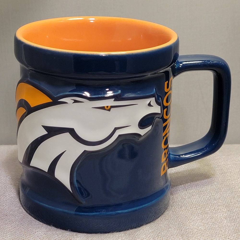 Vintage ~ NFL Denver Broncos Ceramic Blue Coffee Mug with Team Logo